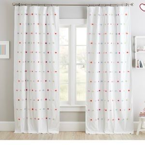 NWT Pottery Barn Bright Pom Pom Cotton Blackout Curtains